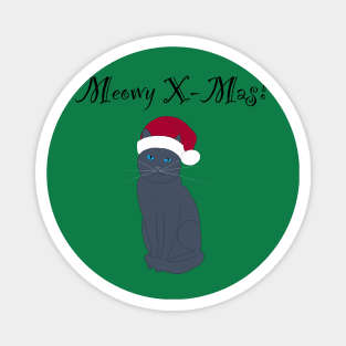 Meowy X-mas santa hat - grey Magnet